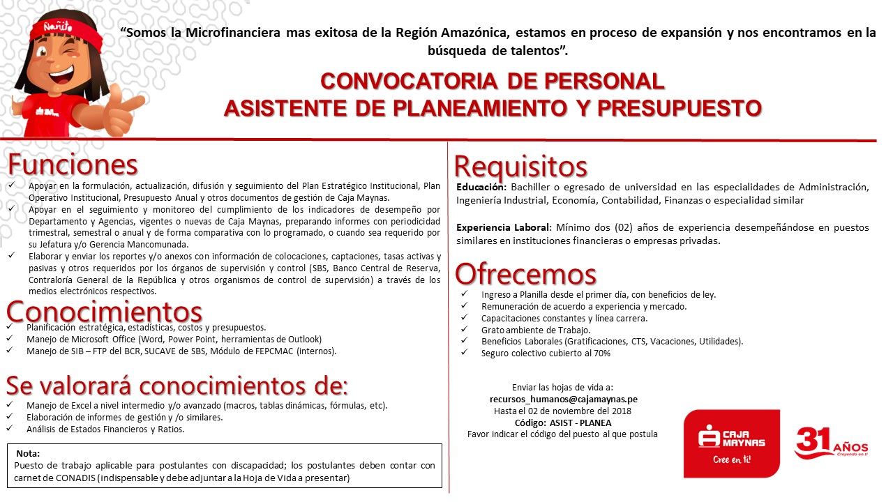 Trabaja con Nosotros - Caja Maynas
